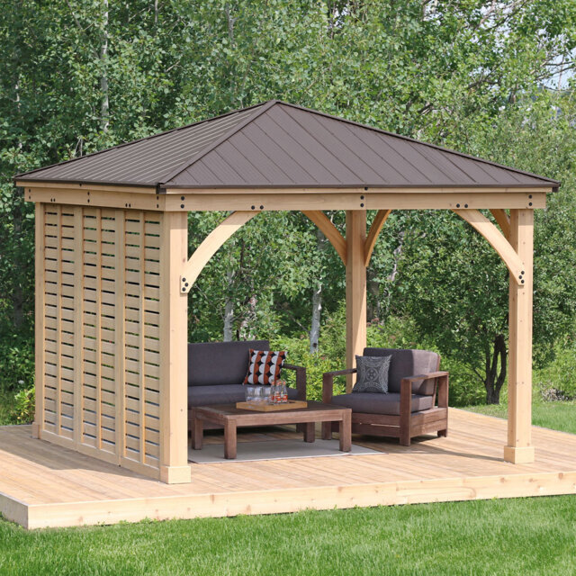 Alberthe 3.65m x 3.65m Wood Patio Gazebo