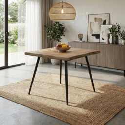 Calantha Dark Oak Effect Dining Table with Black Metal Legs