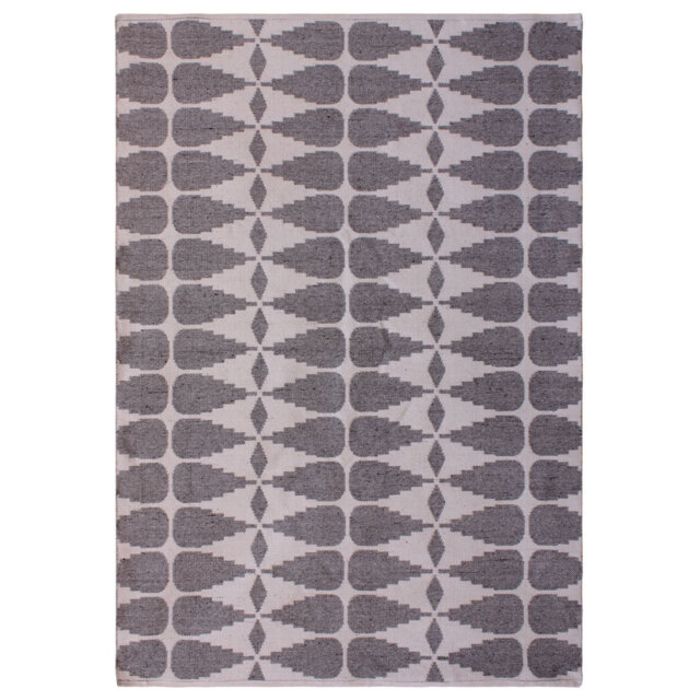 Ayudar Jacquard Woven Ivory, Grey & Charcoal 160x230cm PET Rug