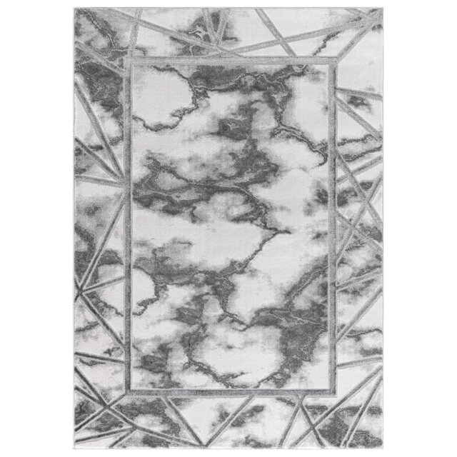 Keins Grey Modern Abstract Geometric Area Rug – Soft Washable Polypropylene Carpet for Living Room, Bedroom & Hallway – Stain Resistant & Durable Home