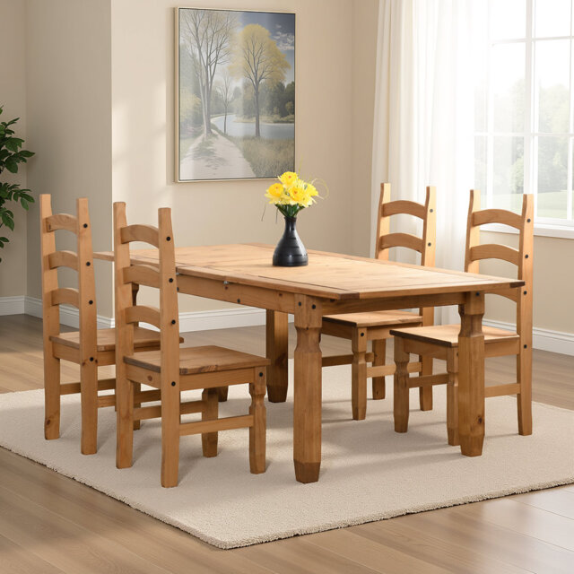 Castillon Extendable Pine Solid Wood Dining Set