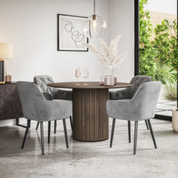Arlo Black Table Top W Black Legs + Anika Velvet Dining Chair Green Set Of 4