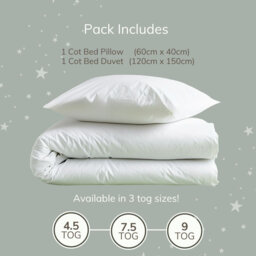 Kids Cot Bed Duvet And Pillow Set 7.5 TOG – Microfibre Toddler Bedding For Baby Girls And Boys