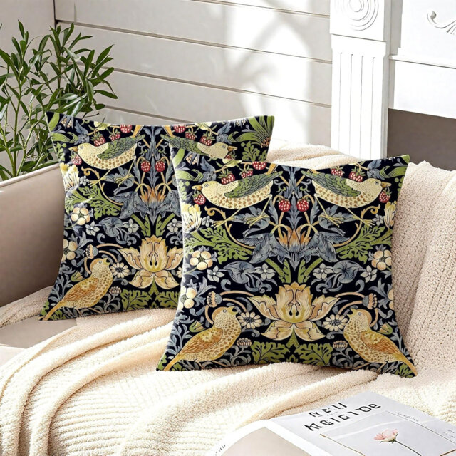 Cushion Covers William Morris 45X45cm Gifts For Women Strawberry Thief Decorations Double Sided Pattern Throw Pillow Case Set Of 2 Home Decor For Sofa