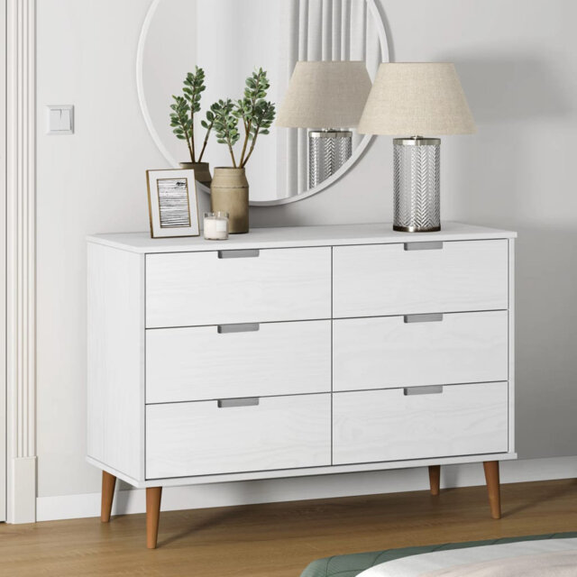 Beachwood Solid Wood 113 cm W Chest of 6 Drawers