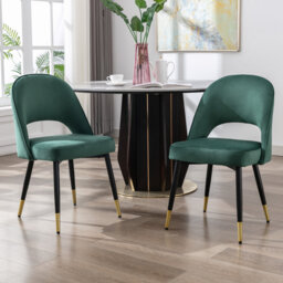 Adolina Modern Velvet Dining Chair Upholstered Armchair with Metal Legs