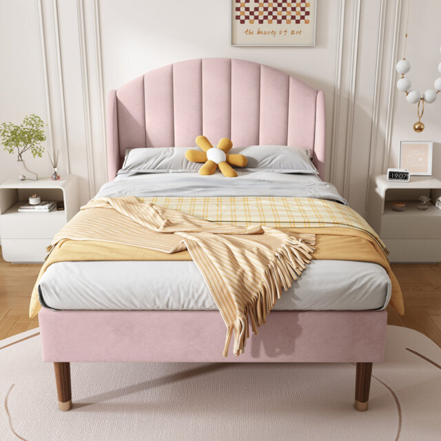 Concord Elegant Upholstered Single Bed With Velvet And Wooden Slatted Support