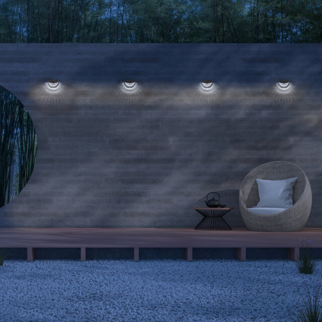 Black Low Voltage Solar Powered Integrated LED Deck Light Pack