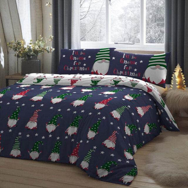 Gnome For Christmas Cotton Duvet Cover Set with Pillowcases Included