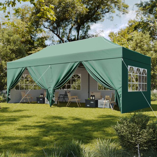 Pop Up Gazebo with Sides Waterproof Outdoor Canopy with Wheeled Carry bag Heavy Duty Instant Shelter for Garden Party BBQ