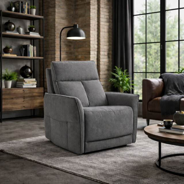 Almita Fabric Upholstered Power Recliner Armchair with USB Charging
