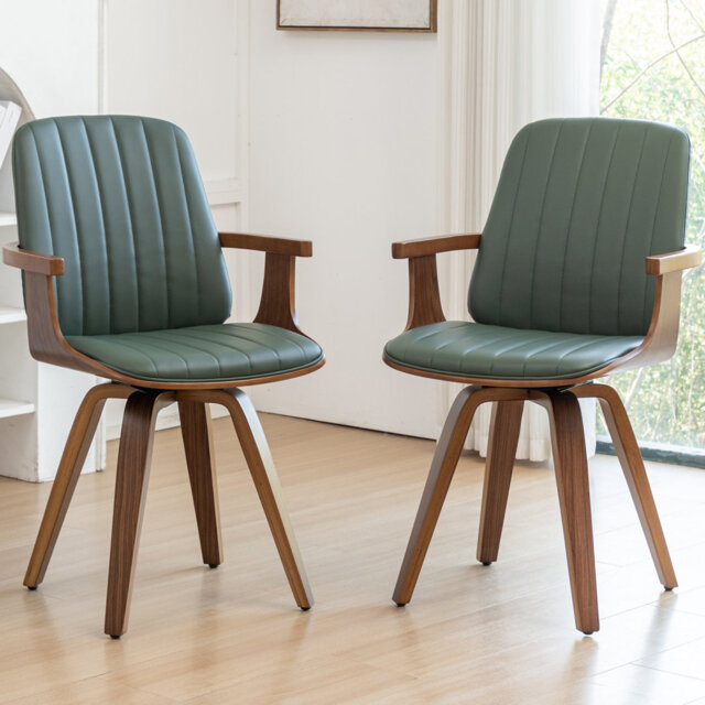 Modern Upholstered Leather Swivel Dining Chairs