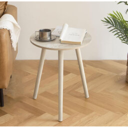 "Small Round Modern Side Table - 16""D x 19.5""H Natural Walnut (Living Room/Bedroom/Office Small Spaces)"