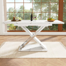 Extendable Metal Base Dining Table