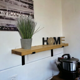 Isulf  Handcrafted Rustic Wooden Wall-Mounted Floating Shelves with Black L Brackets (Rustic Pine)