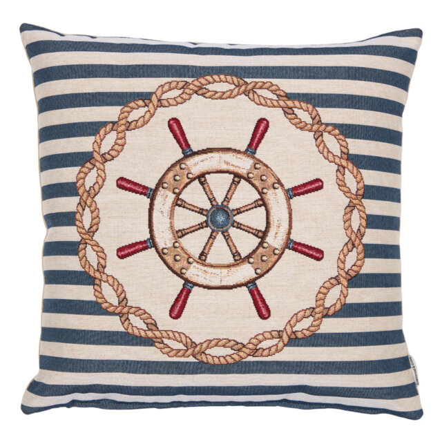 Nautical Wheel Woven Cushion with Fibre Filler