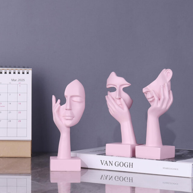 Home Decoration Accent Art Woman Face Statue Collectible Statue for Modern Home Living Room Bookshelf
