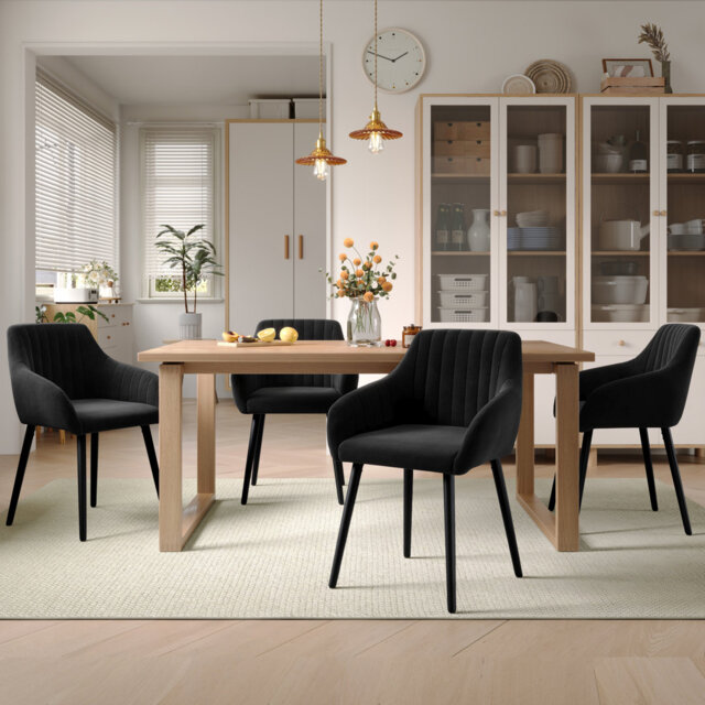 49.5cm H Upholstered Dining Chairs With Wooden Legs
