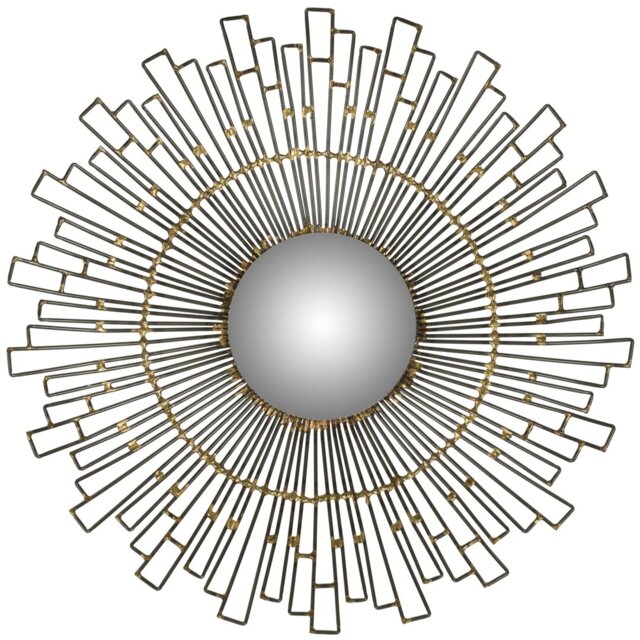 Romulus Sunburst Framed Wall Mounted Accent Mirror in Natural