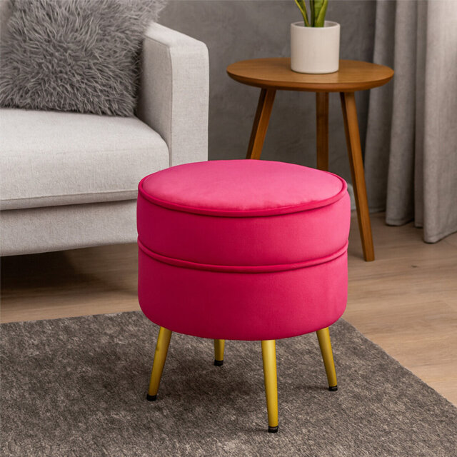 Willsboro 40cm Wide Velvet Round Solid Colour Footstool Ottoman