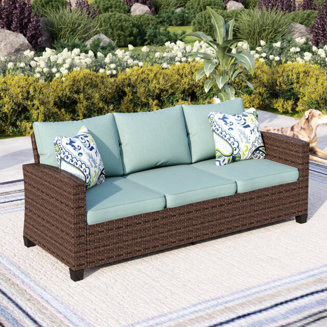 181.1cm Wide Straight Patio Sofa with Cushions