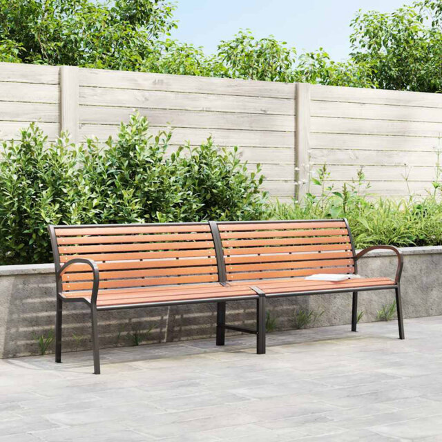 Garden Bench Brown 231 Cm Wood And Powder-Coated Steel