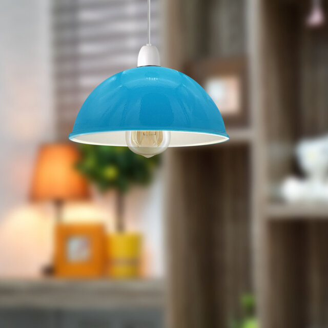 Astrit 14cm H x 30cm W Metal Dome Lamp Shade ( Uno ) in Blue
