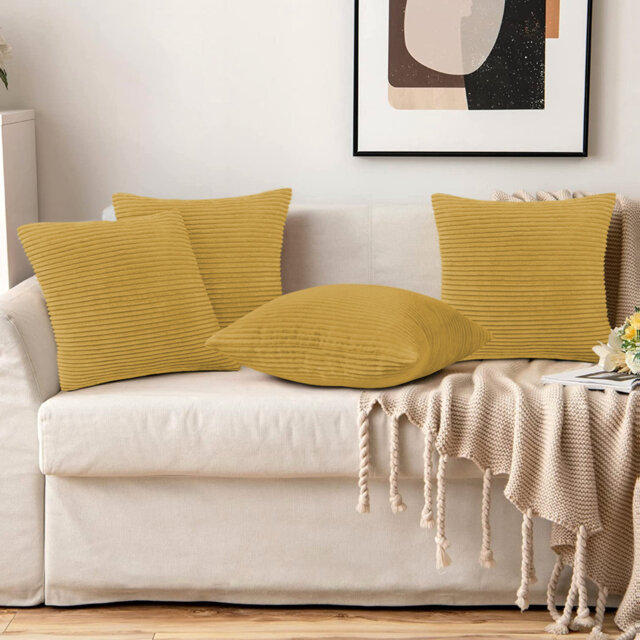 Soft & Cozy Stripe Velvet Cushion Cover (Set Of 4)