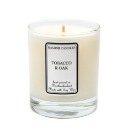 Tobacco And Oak Scented Jar Candle with Glass Holder