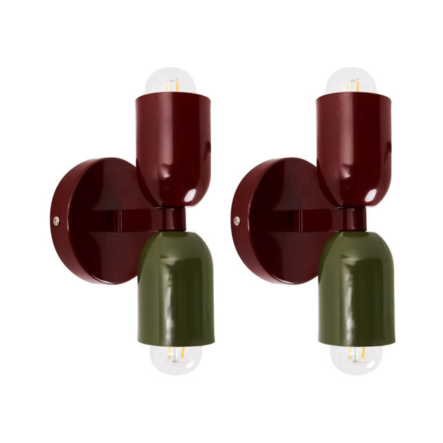Set of 2 Wall Lamps TOPI Metal Red/ Green