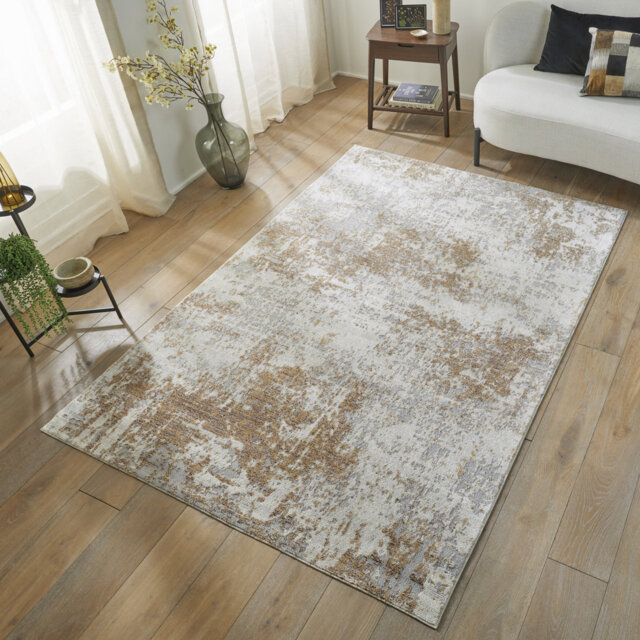 Edgeworth Abstract Machine Woven Cream Beige Brown Area Rug