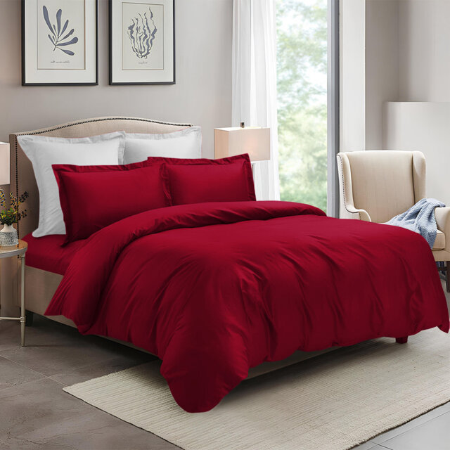 4 Piece Complete Bedding Set Duvet Cover Set With Fitted Bed Sheet & Pillowcases