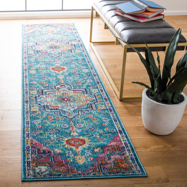 Enochs Hooked Teal/Green/Orange Rug