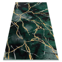 Exclusive glamor, Stivoll, marble bottle green / gold rug