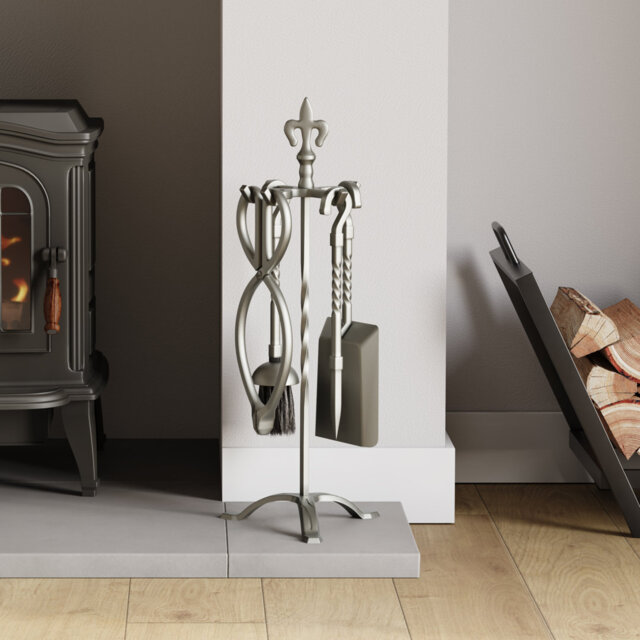 Vida Fleur-de-Lys Steel Fireplace Tool Set