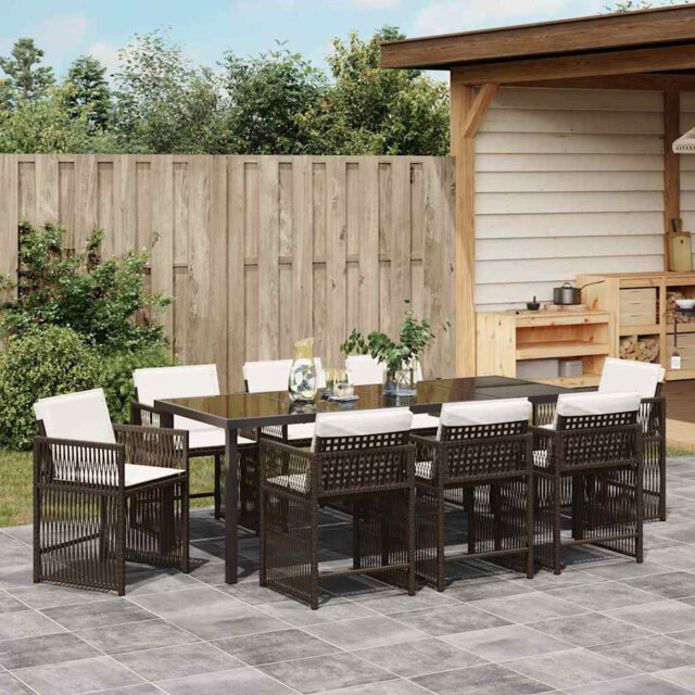 Garden Dining Set Poly Rattan Outdoor Patio Arrangement Terrace Setup