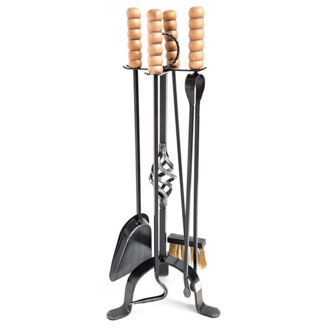 Koa Iron Fireplace Tool Set