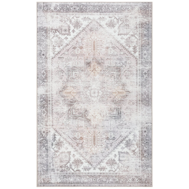 Tucson Florentine Machine Washable Non-Slip Area Rug In Beige & Gray