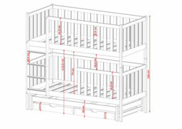 Elegant Lea Bunk Bed - Designer Kids Storage Bunk with Trundle (198x164x98cm)