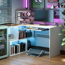 HOMCOM L-Shaped Corner Desk 120 x 100 x 76 cm White Wood Effect