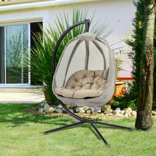 Meadow Large Hanging Egg Chair With Plush Cushion And Sturdy Steel Frame