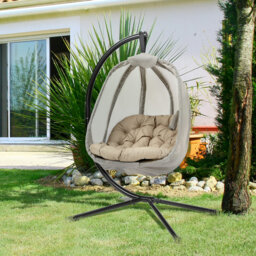 Meadow Large Hanging Egg Chair With Plush Cushion And Sturdy Steel Frame