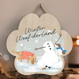 Winter Woof-derland Santa Paws Wooden Plaque Pawprint Vivid Squid Wholesale Wall Decor