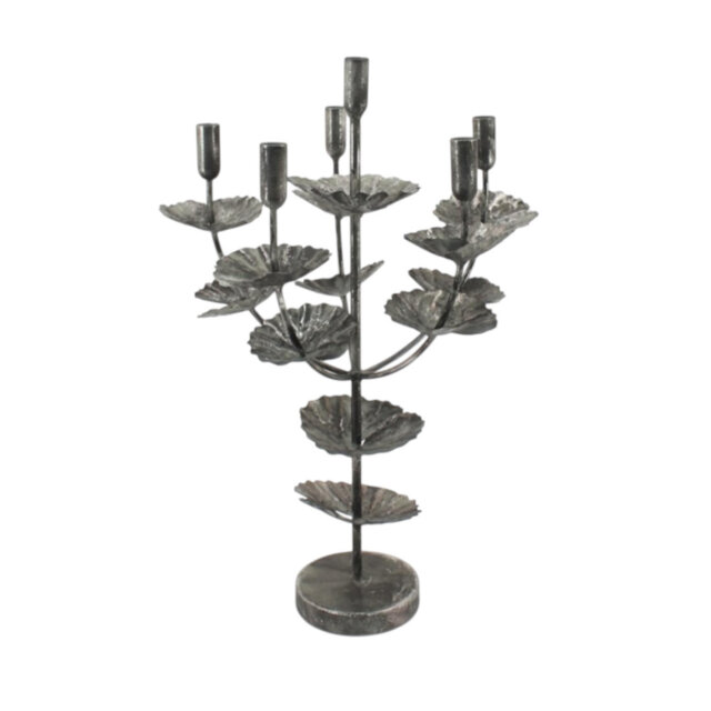 Metal Tabletop Candelabra - Antique Distressed Candle Holder for Dining Table, Mantel, Shelf and Home Décor