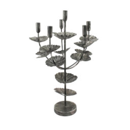Metal Tabletop Candelabra - Antique Distressed Candle Holder for Dining Table, Mantel, Shelf and Home Décor