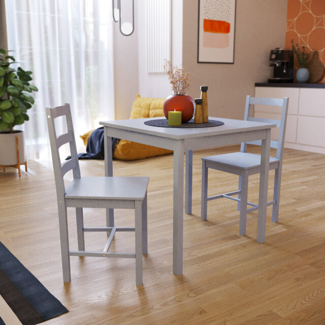 Maymie 2 - Person Pine Solid Wood Dining Set