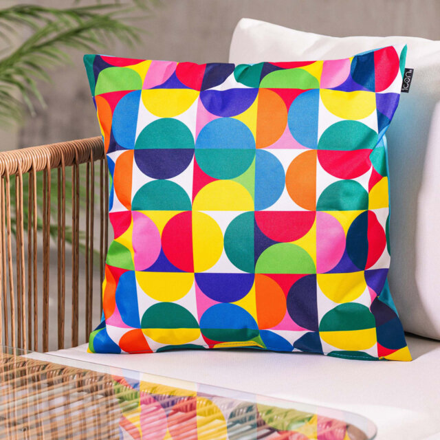Indoor / Outdoor Geometric Blue Square Cushion
