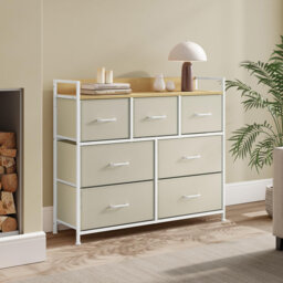 Chest Of Drawers, Bedroom Cabinet, 7 Fabric Drawers With Handles, Metal Frame