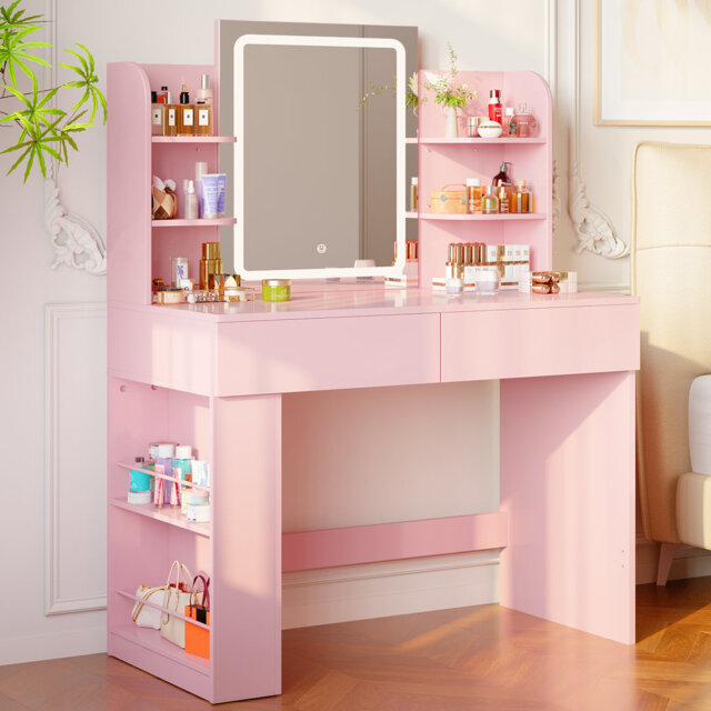 110cm Dressing Table 3 Color LED Light Makeup Desk