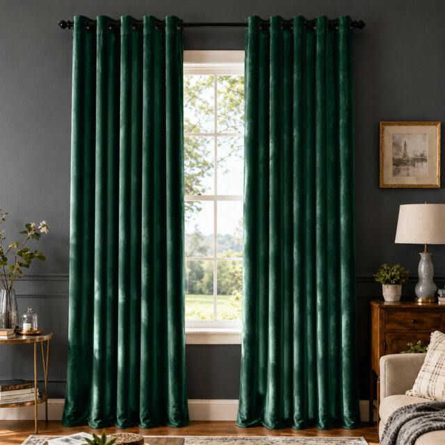 Crushed Velvet Eyelet Window Curtains
